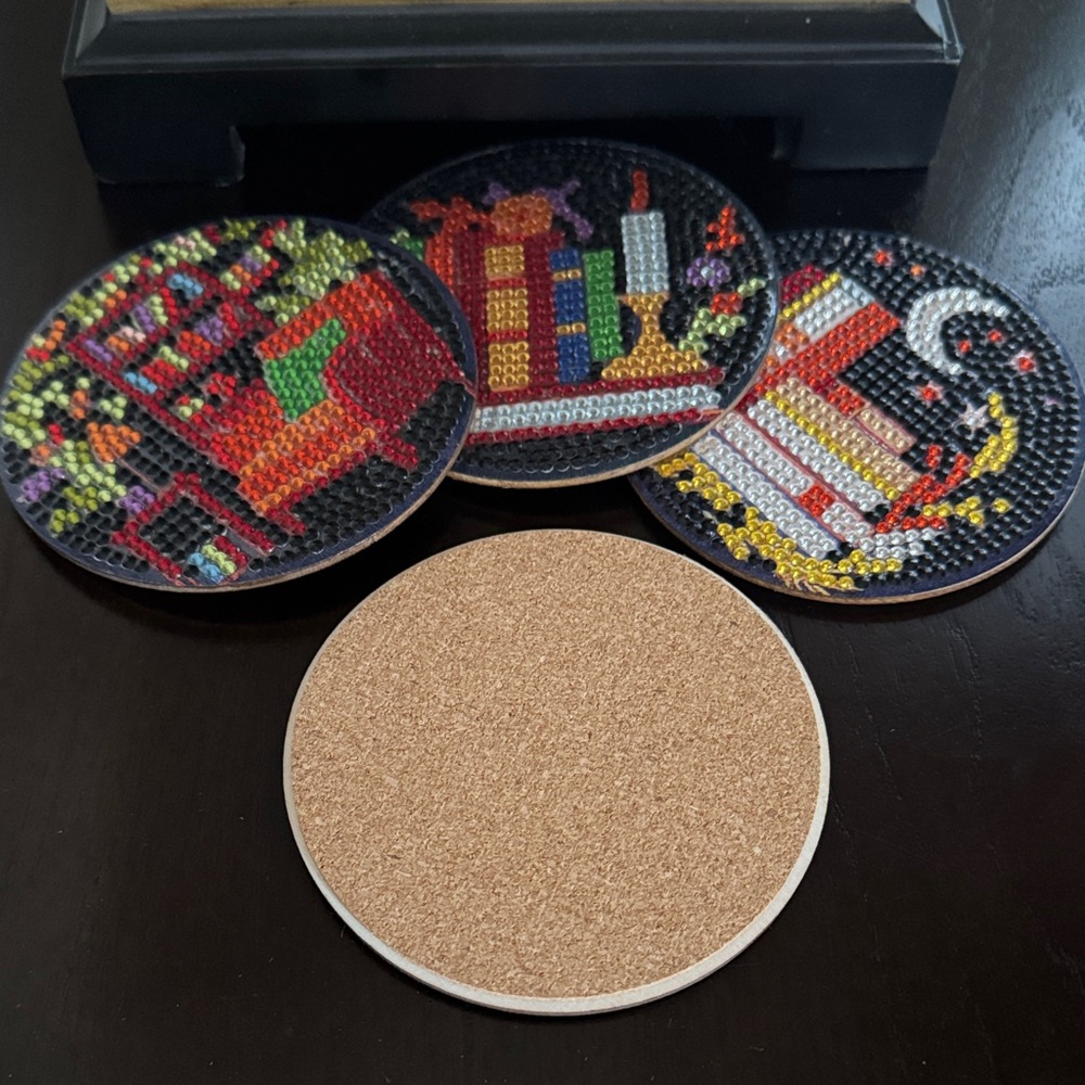 📚 Handcrafted Book Lover Diamond Art Coasters - Set of 4 - Picture 4 of 6